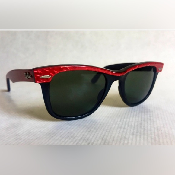 Rare 1980’s auth PUNK vintage Wayfarer Red Mother of Pearl and Black Sunglasses - Picture 5 of 10
